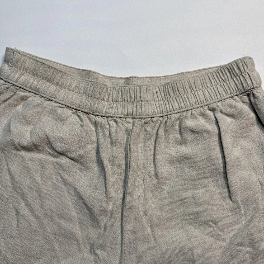 Abercrombie & Fitch Shorts Womens Small Beige Linen Blend Elastic Waist Chino